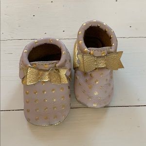 Freshly picked leather baby shoe